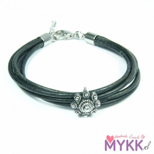 Zeeuwse knop armband Edelstaal (RVS) en leer kleurkeuze 1