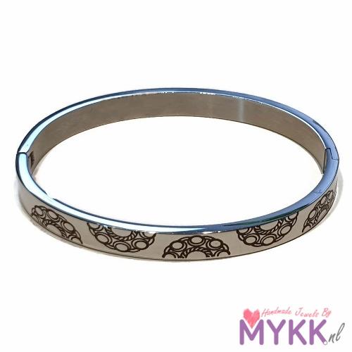 RVS Zeeuwse knop slavenarmband gegraveerd zilver