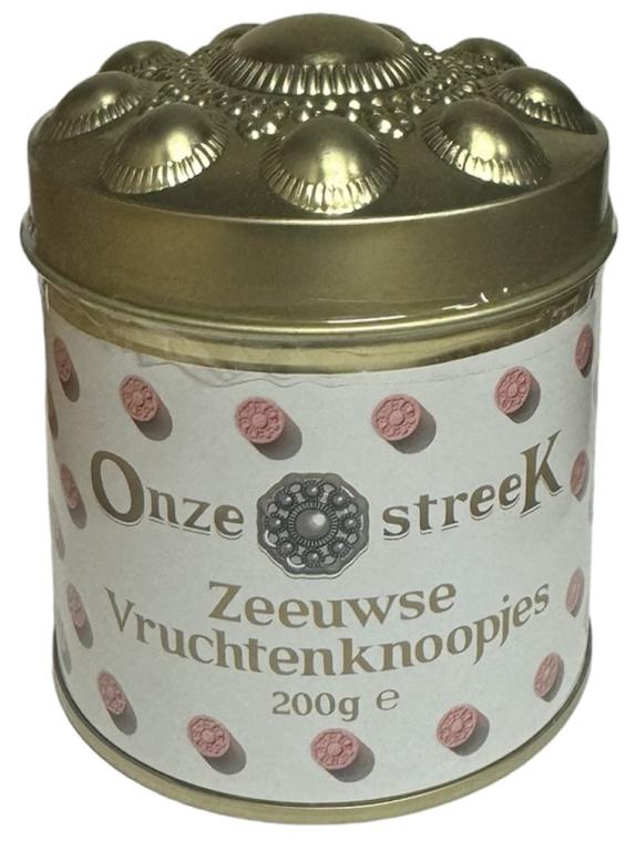 Bewaarblik Zeeuwse Vruchtenknoopjes Onze streeK (goud)