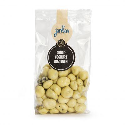 JanBax borrelconcept cellofaan chocolade yoghurt rozijnen