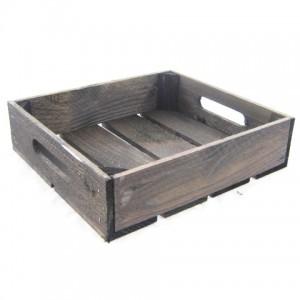 Bakje m.greep oud hout 29,5*26*7 cm