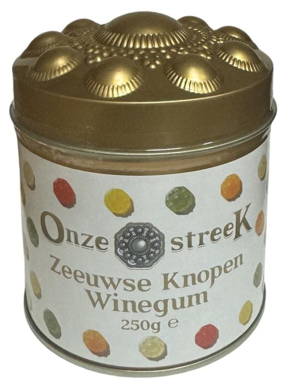 Bewaarblik Zeeuwse Knopen Winegum Onze streeK (retro koper)