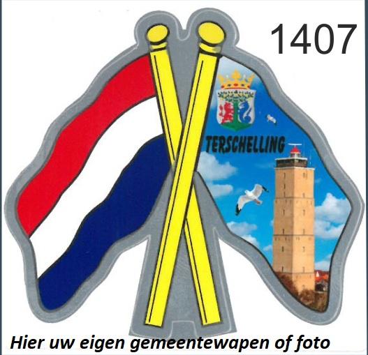 Spiegelglans sticker kruis vlaggen met uw eigen vlag