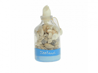 Flesje gevuld met schelpen ZEELAND 
