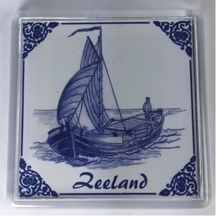 Plexi magneet Zeeland schets boot 60x60mm
