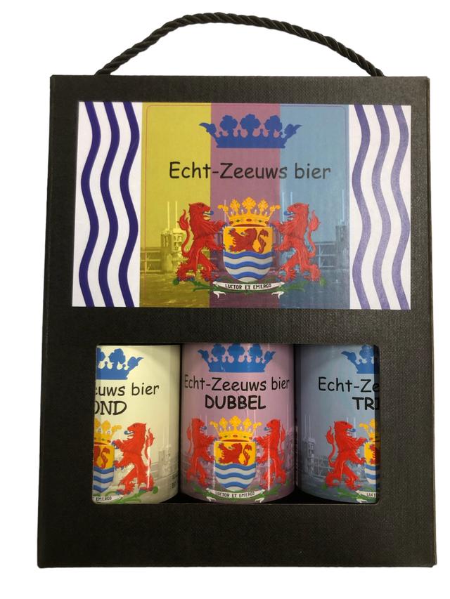 Geschenkdoos zwart (3 fls) Echt-Zeeuws bier