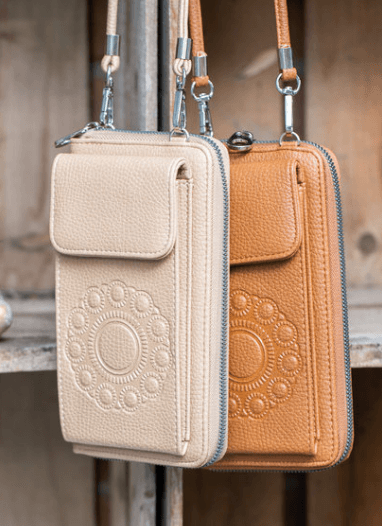 Zeeuwse knop telefoon tasje/portomonee taupe