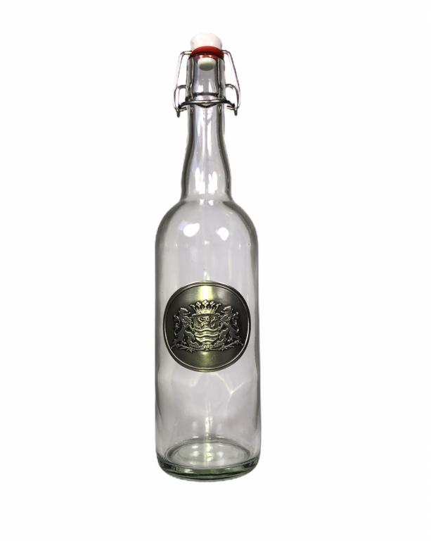 Beugelfles (waterbijvulfles) met tin Zeeuws wapen