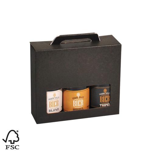 Bierdoos 3-fles Zwart Lino 