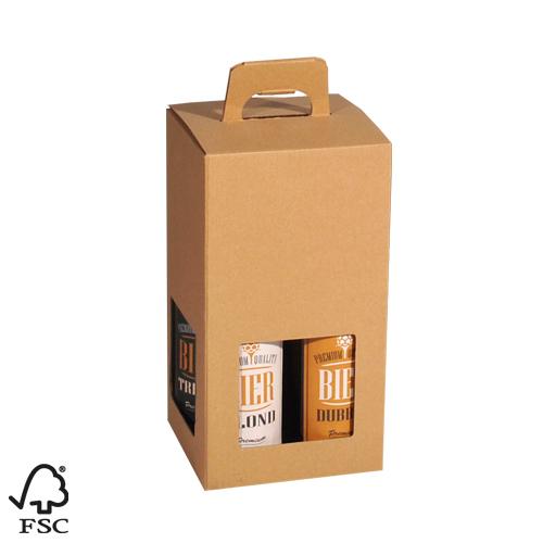 Bierdoos 4-fles Naturel FSC MIX draagmodel (2x2 fles)