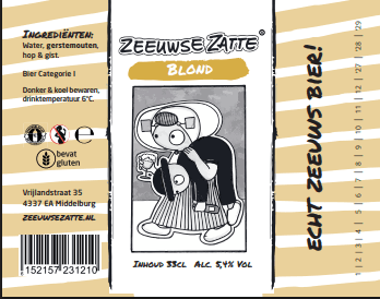 Zeeuwse Zatte Blond Bier 5.4% vol. alc.