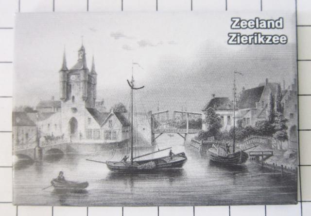 koelkastmagneet haven Zierikzee zwart wit