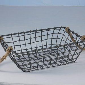 Mand Metaal rechthoek met touw 38*29*13 cm