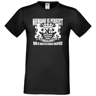 T-shirt zwart Niemand is perfect