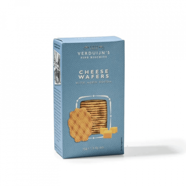Kaaswafels, blauw doosje