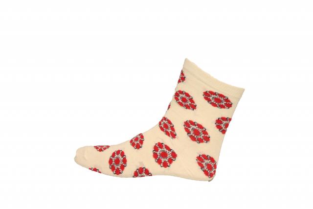 Dames sokken Zeeuwse knoop wit & blauw gestreept