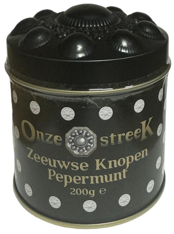 Bewaarblik Zeeuwse Knopen Pepermunt Onze streeK (zwart)