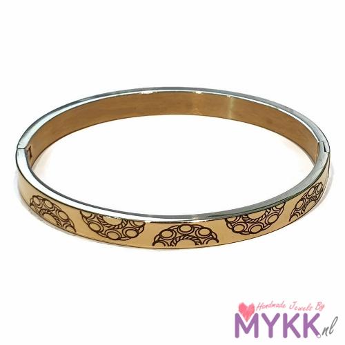 RVS Zeeuwse knop slavenarmband gegraveerd roze