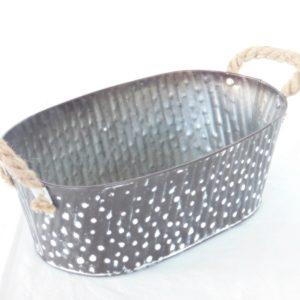 Zink teil ovaal zwart met stippen 30*18*11 cm