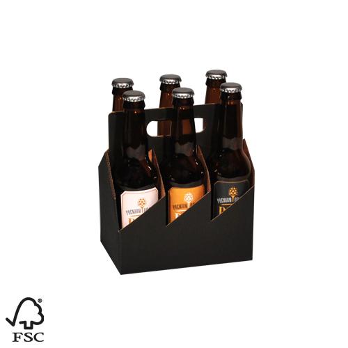 Draagkarton bier 6-fles Zwart Lino Longneck & Vichy FSC MIX