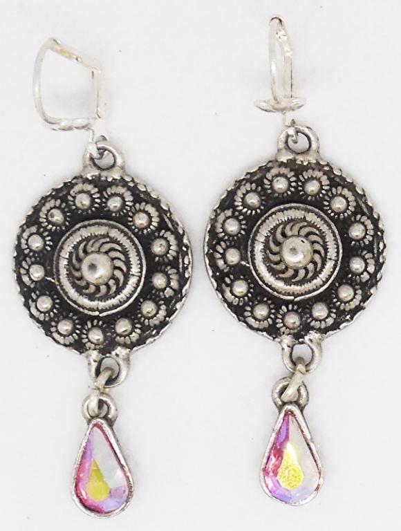 Oorhangers zeeuwse knop 2 cm met echte Swarovski kristal druppel