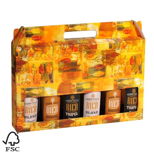 Bierdoos FSC MIX 6-fles bladeren draagmodel