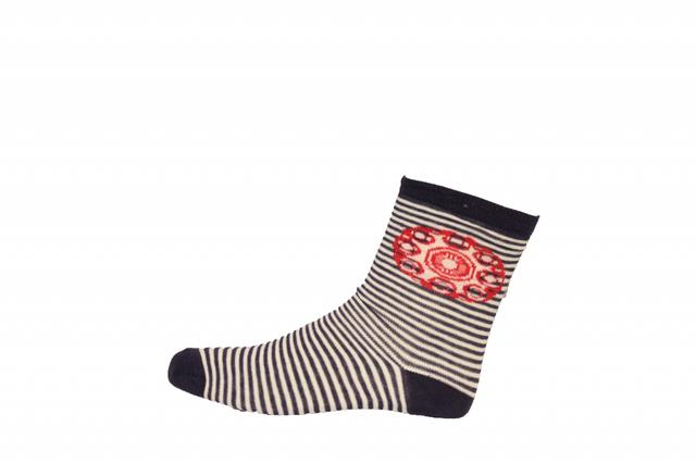 Dames sokken Zeeuwse knoop wit & blauw gestreept