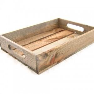 Bakje oud hout rechth. m.gr. kl. 32.5*22*5.5 cm